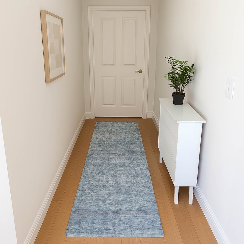Premium Washable Super Soft Vintage Traditional Mayfield Rug - Blue - 2'3" x 7'6"