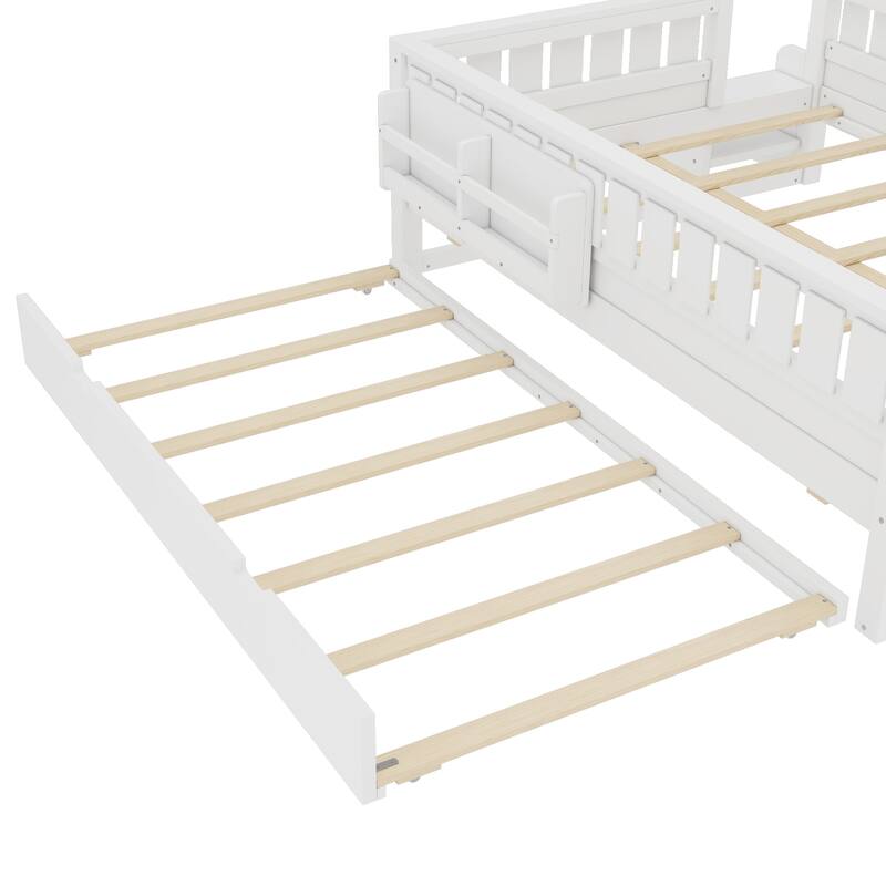 Full with Built-in Bookshelves and Small Staircase, High-Quality Safety Rails, and Trundle