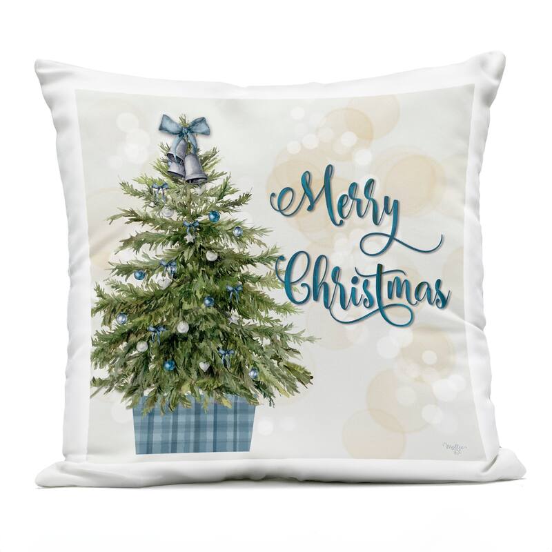 Stupell Christmas Tree in Plaid Stand Printed Outdoor Throw Pillow Design by Mollie B. - Accent - Polyester - Green - Single