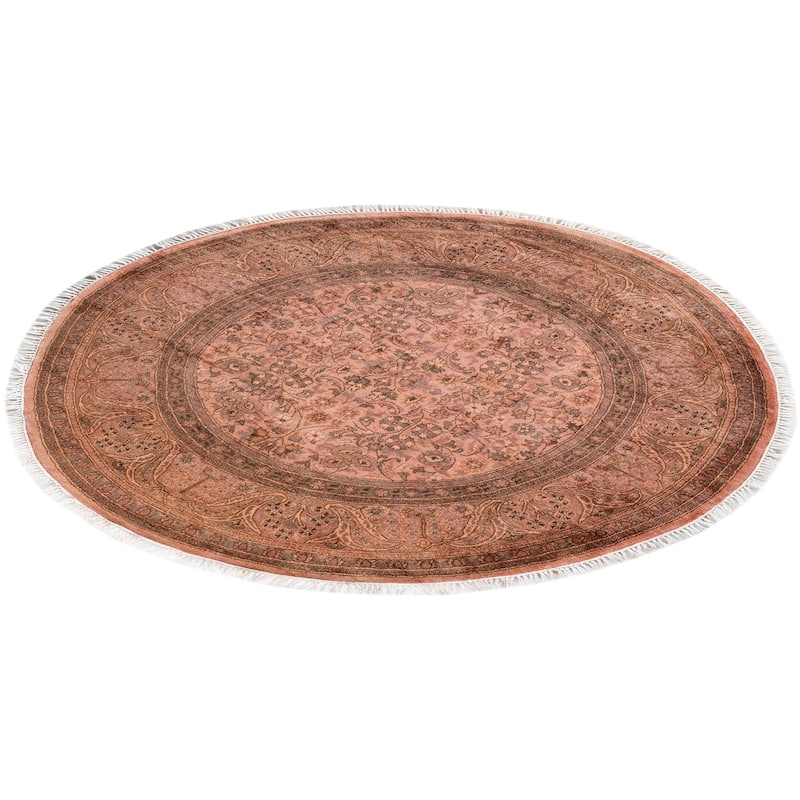 Overton Hand Knotted Wool Vintage Inspired Modern Contemporary Overdyed Pink Round Area Rug - 4' 1" x 4' 1"