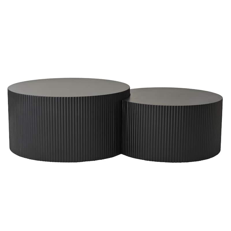 Vertical Stripe Design Nesting Coffee Table Set for Living Room, Bedroom