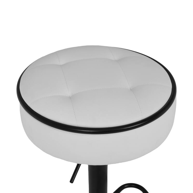 Round Storage Bar Stool Set of 2, Swivel Counter Height Chairs with Metal Frame, Faux Leather Armless Bar Chair