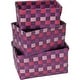preview thumbnail 8 of 30, Checkered Woven Strap Storage Baskets (Set of 3) - 7.8 L x 5.3 W x 4.2 H Pink/Purple