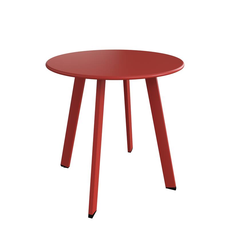 Clihome Round Outdoor Side Table End Table Coffee Table - Light Red