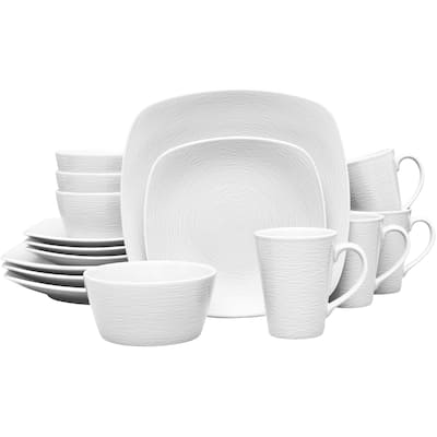 Noritake Colorscapes Swirl 16-Piece Square Dinnerware Set, Service For 4