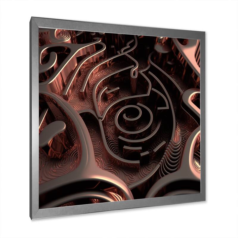 Designart "Futuristic Labyrinth Purple Maze Matrix" Modern Geometric Framed Wall Art Living Room