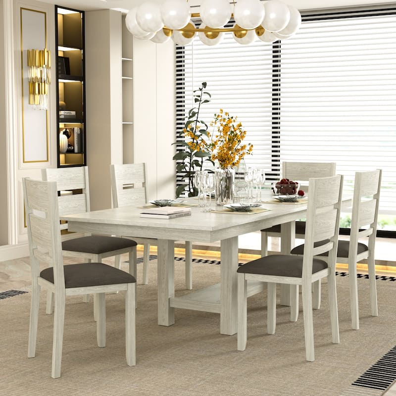 VECELO Modern Farmhouse 39" Solid Wood Dining Chairs with Linen Fabric Upholstered Seat