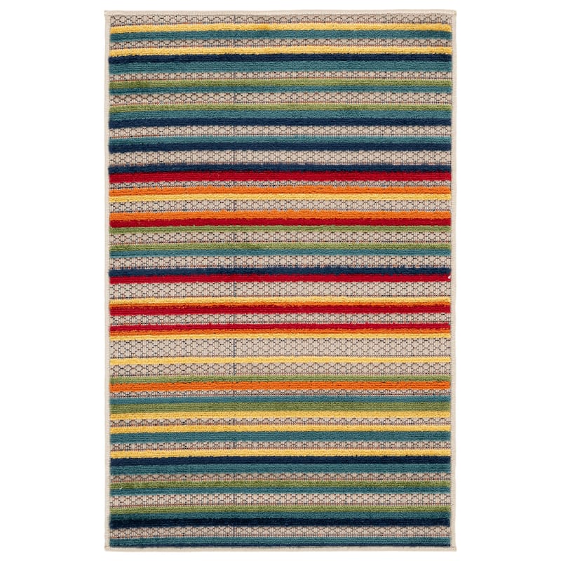 SAFAVIEH Cabana Gafia Indoor/ Outdoor Waterproof Patio Stripe Rug - 2' x 3' - Ivory/Green
