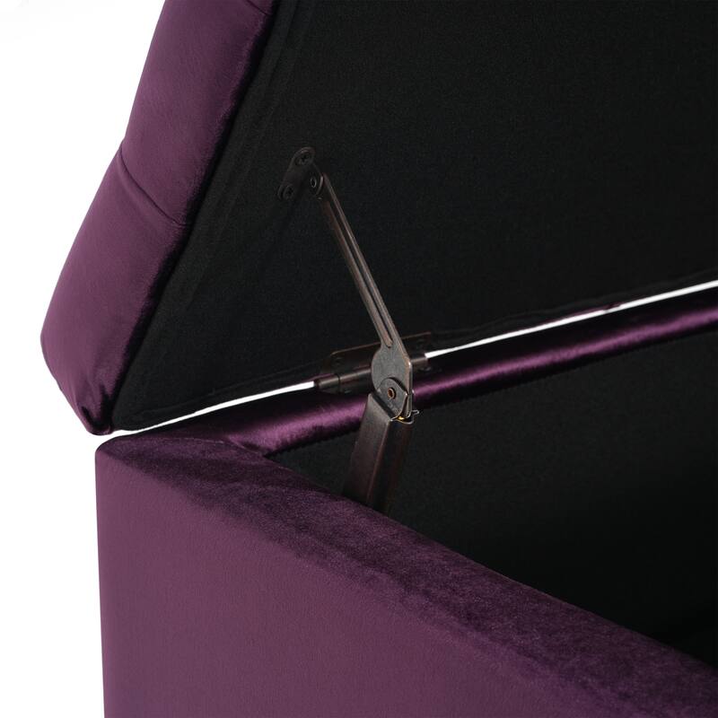 50.75" Velvet Storage Ottoman Bench, Upholstered End of Bed Ottoman Bench with Storage, Large Blanket Bench for Bedroom