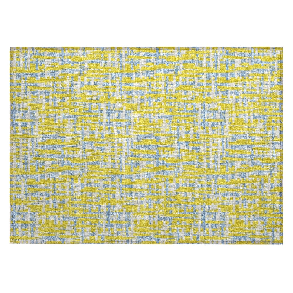 Machine Washable Indoor/ Outdoor Modern Crosshatch Chantille Rug