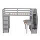 preview thumbnail 16 of 17, Twin size Loft Bed with Desk, Storage Drawers and Stairs, Grey