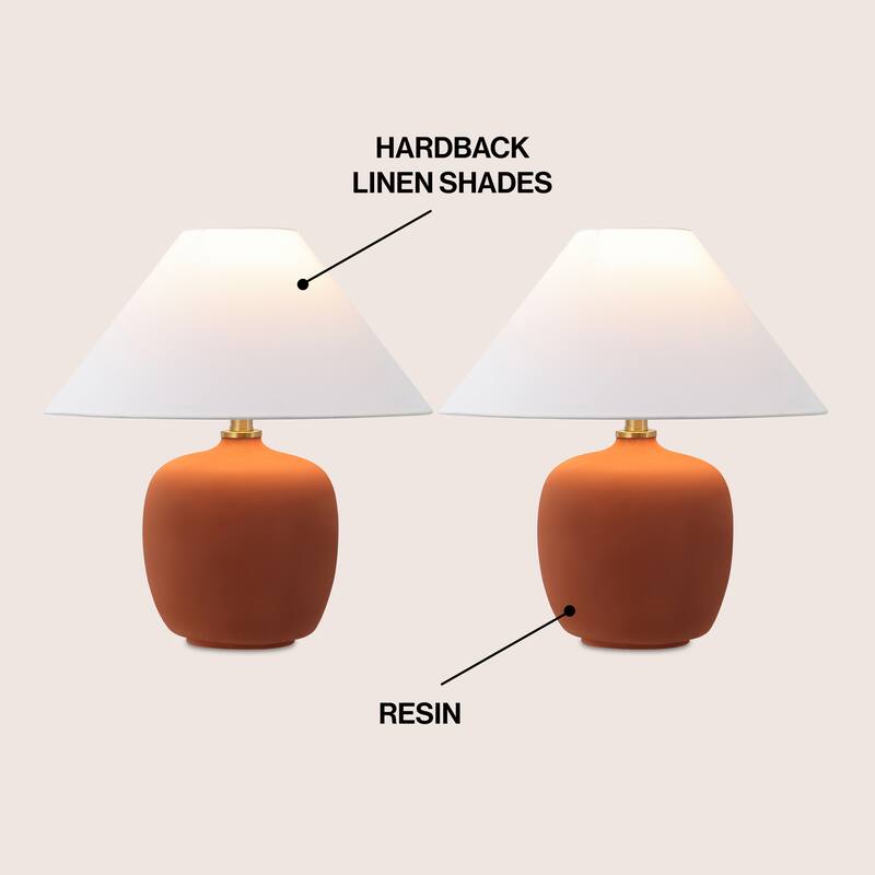 Delphi 18.25" Minimalist Scandinavian Resin/Iron LED Table Lamp (Set of 2), by JONATHAN Y