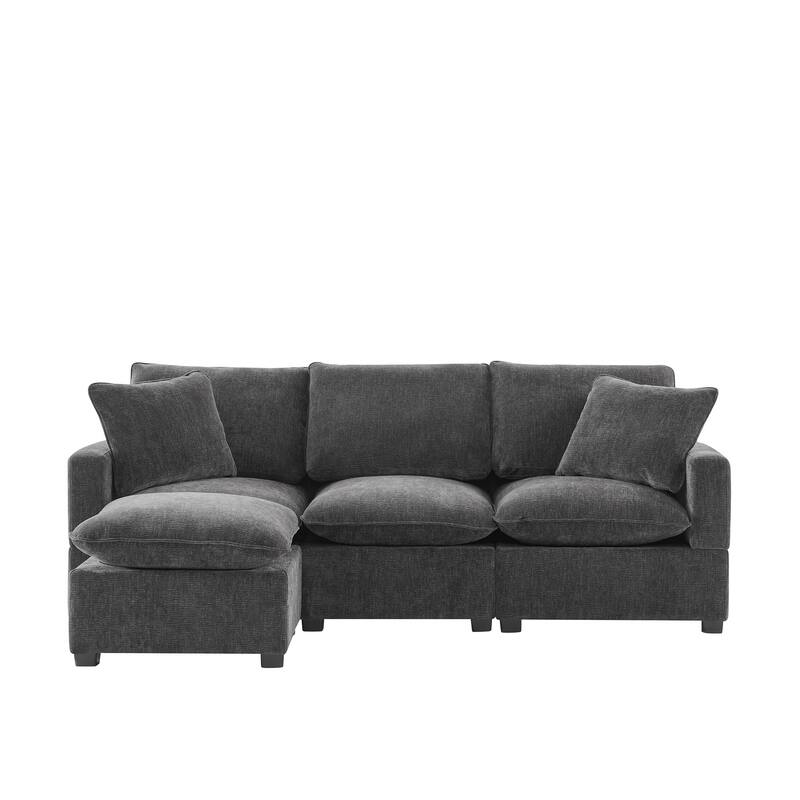 Modern Modular Sectional Sofa with Reconfigurable Chenille Seating and Foam Cushions for Versatile Home Living Spaces