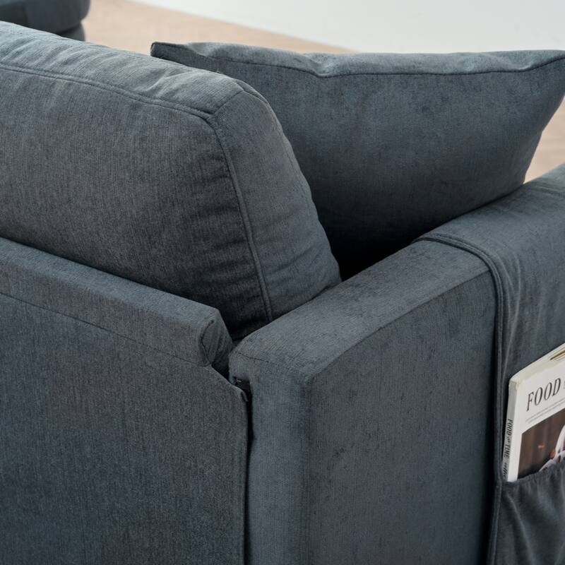 Sectional Sofa Couch With 1 Ottoman,Seat Cushion and Back Cushion Removable