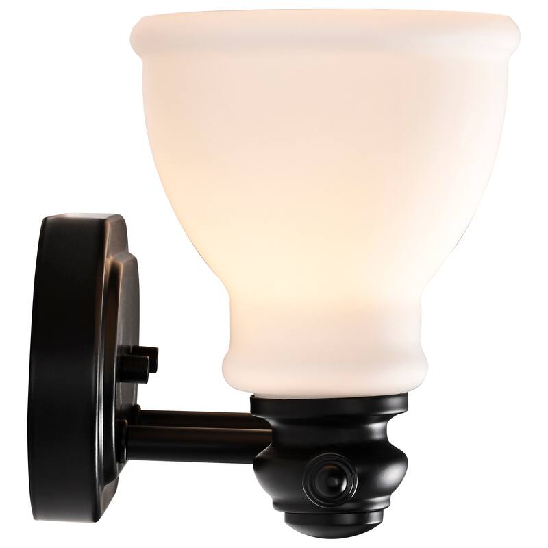 Russel 2 Light Vanity Matte Black with Satin White Glass - Matte Black