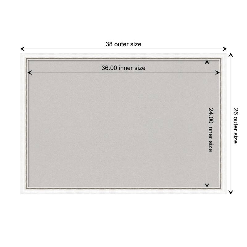 Morgan Wood Framed Grey Corkboard Bulletin Board - Morgan White Silver - Board Size 36x24