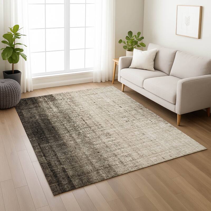 Machine Washable Indoor/ Outdoor Contemporary Ombre Chantille Rug