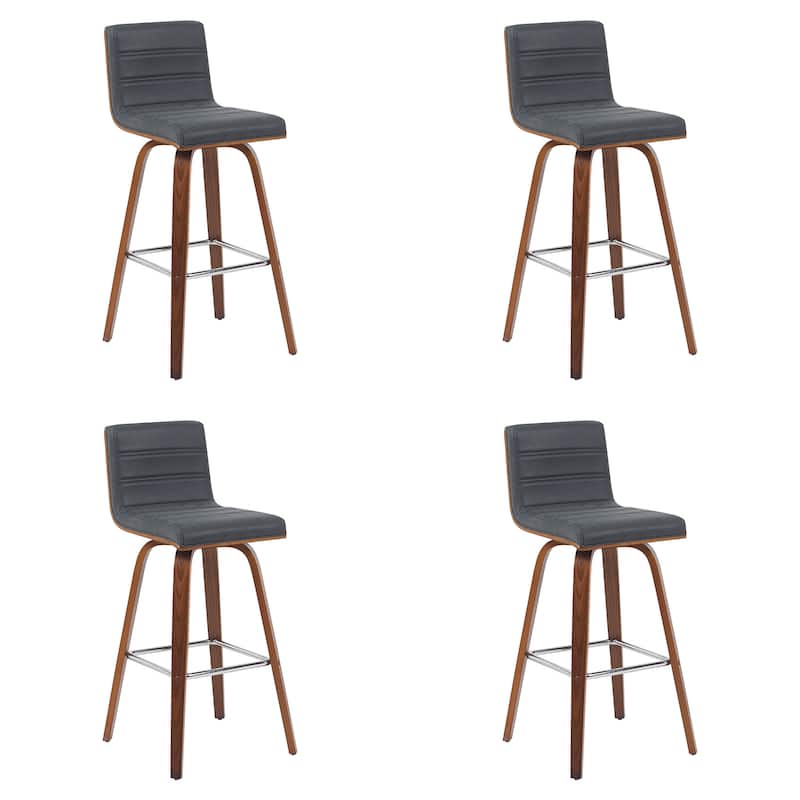 Skara Swivel Bar Stool, Upholstered Bar Height Chair with Bentwood Frame