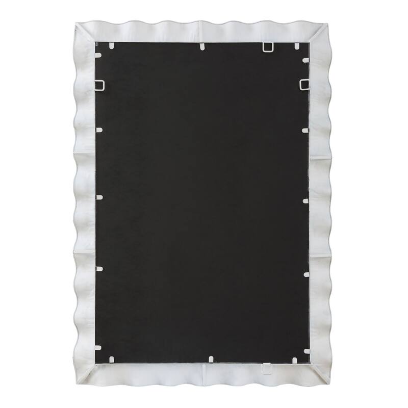 Scalloped Framed Beveled Wall Mirror 40" Semi Gloss White Finish