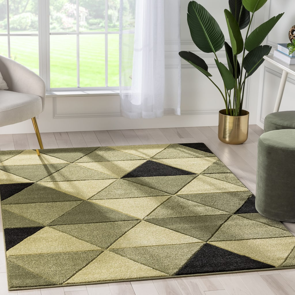 Well Woven Ruby Rita Scandinavian Geometric Triangle High Low Area Rug