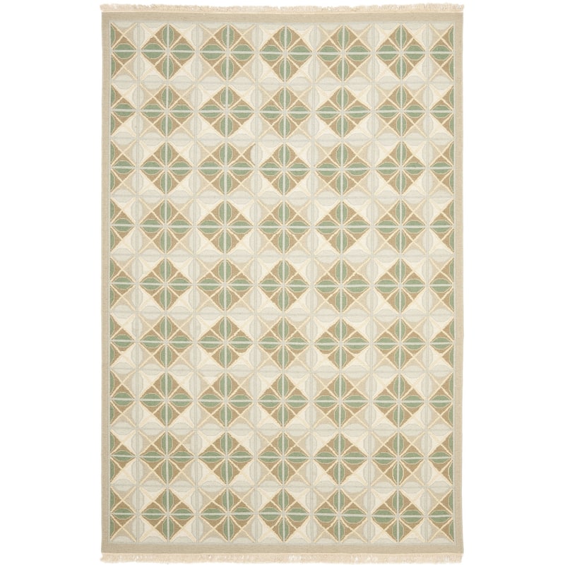 SAFAVIEH Couture Handmade Sumak Flatweave Arnolda Traditional Oriental Wool - 9' x 12' - Blue/Beige - Rectangle