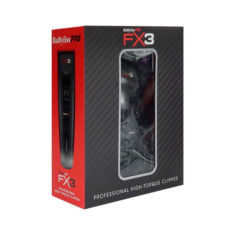 BaByliss Pro FX3 Black High Torque Cordless Clipper FXX3CB (Black) + BaByliss Pro Barberology 9 Inch Clipper Comb - Red