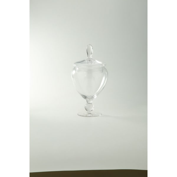 8.5” Crystal Clear Hand Blown Glass Jar with Finial Lid - N/A