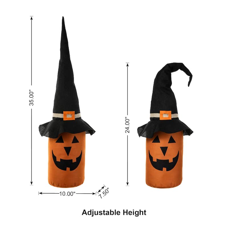Glitzhome 24"H Halloween Linen Jack-O-Lantern Doorstop Porch Decor