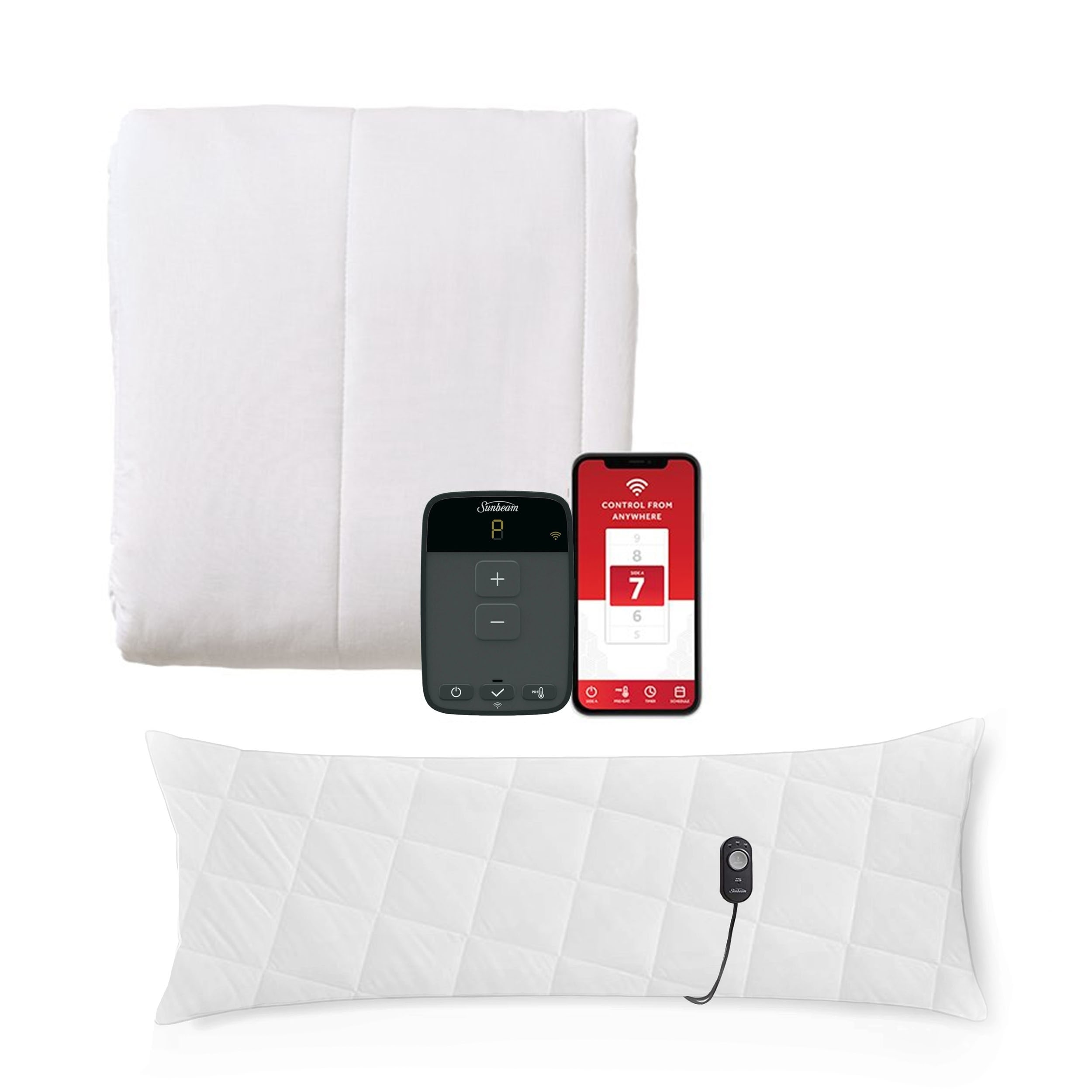 Sunbeam King Size Electric Mattress Pad Wi-Fi Connection - Clean White - Bed  Bath u0026 Beyond - 35545471