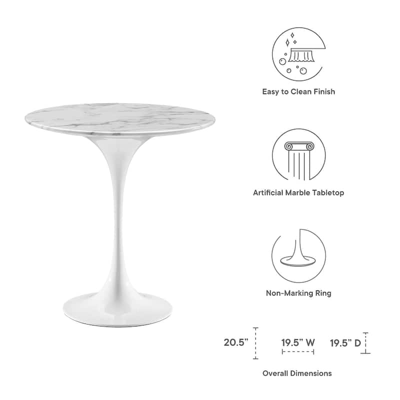 Lippa 20" Round Artificial Marble Side Table
