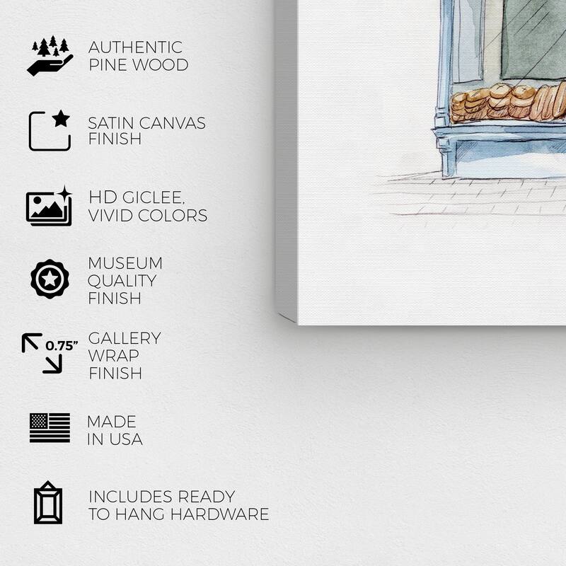 Wynwood Studio 'Le Petit Bakery' Food and Cuisine Wall Art Canvas Print Baking Essentials - Blue, Pink