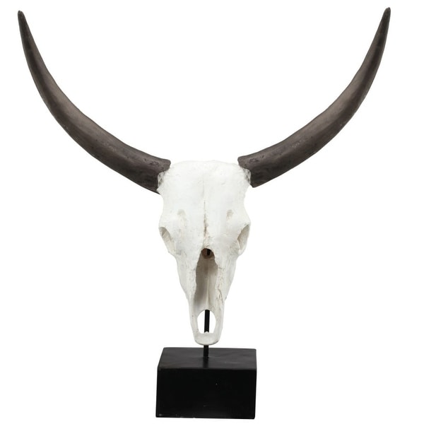 26" White and Black Scottsdale Faux Cow Skull Statue - N/A