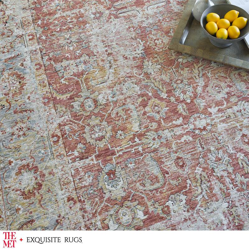 The Met X Exquisite Rugs Antique Loom Rust/Blue Area Rug.