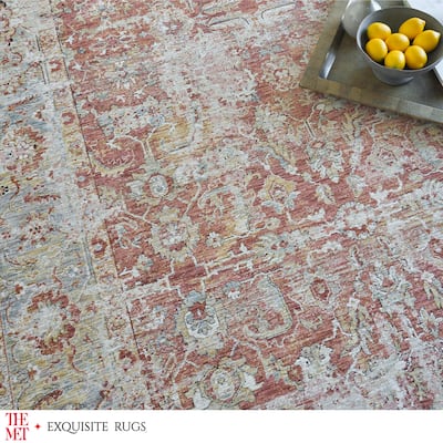 The Met X Exquisite Rugs Antique Loom Rust/Blue Area Rug.