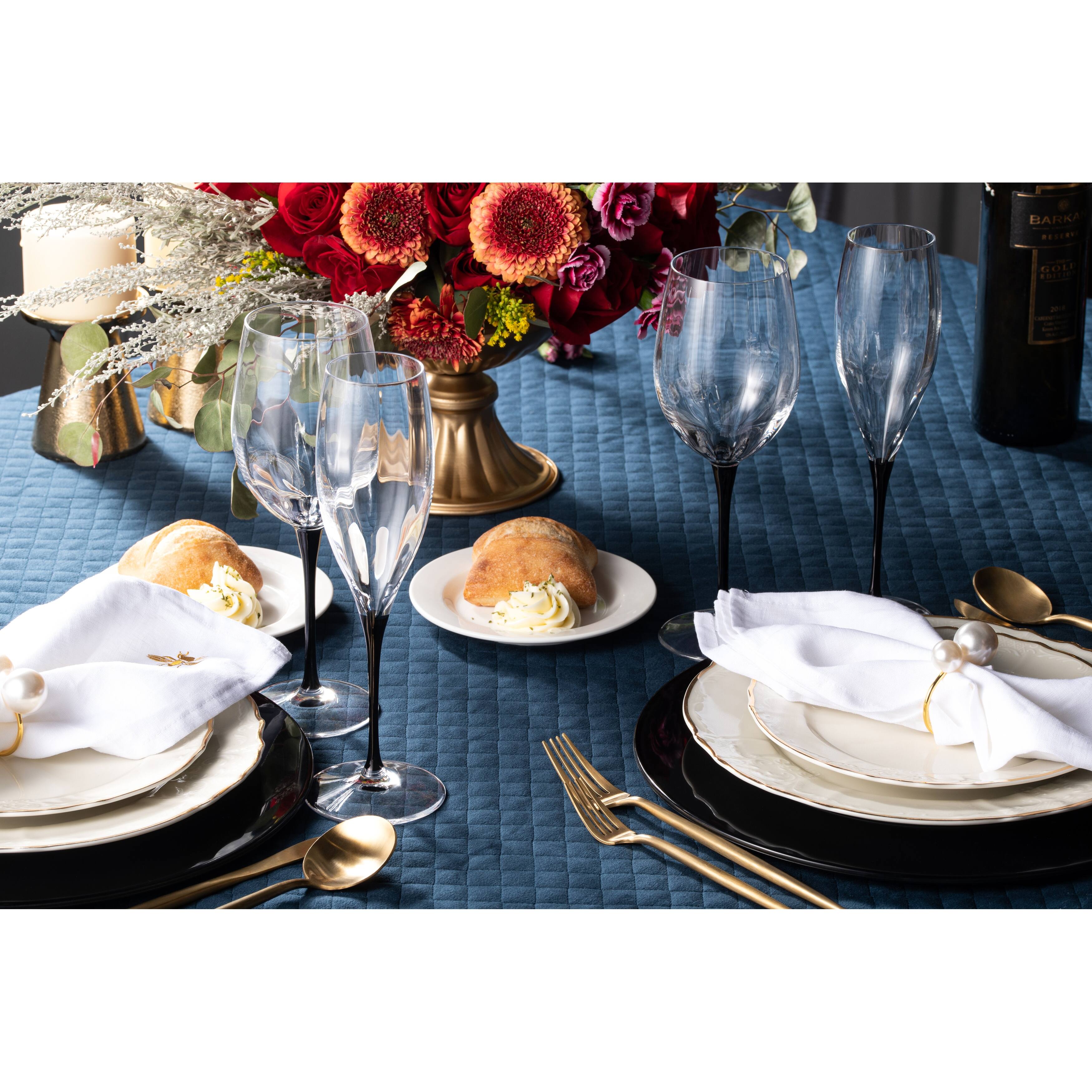 Majestic Gifts European Glass Toasting FlutesBlack Stem11OzSet/6