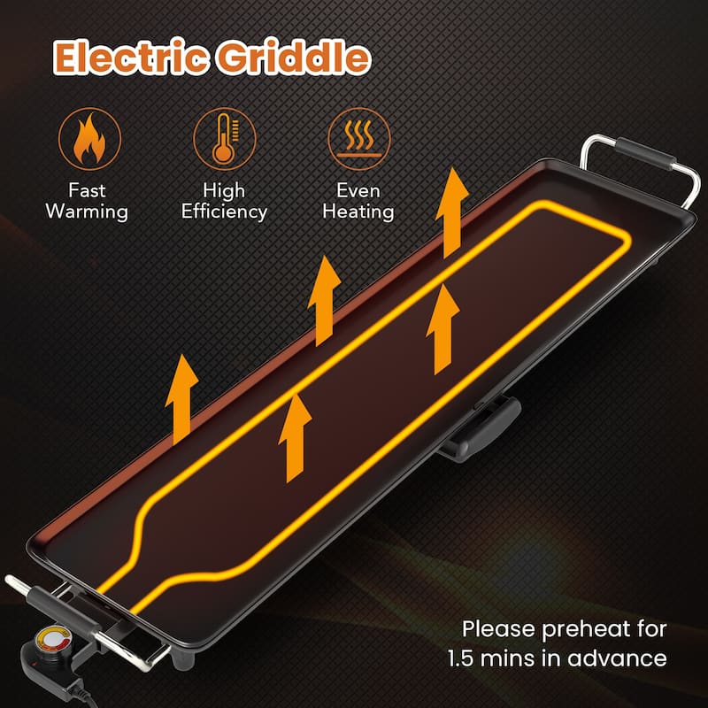 Gymax 27'' Large Electric Griddle w/ Adjustable Temperature