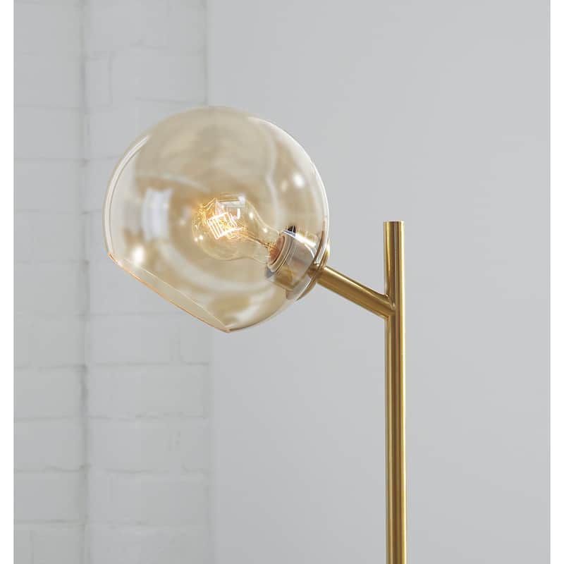 Abanson Amber/Gold Metal Desk Lamp - 8"W x 11"D x 23"H