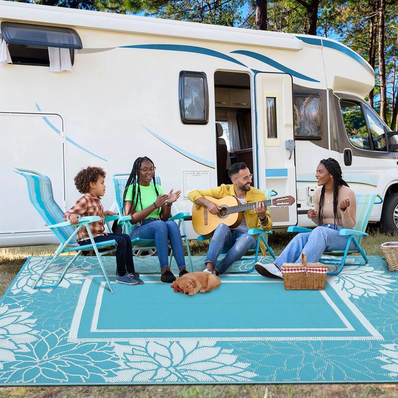 Outdoor Rug Waterproof Plastic Straw Rug, UV Resistant Foldable Lightweight Mat Reversible Patio Rug for Camping