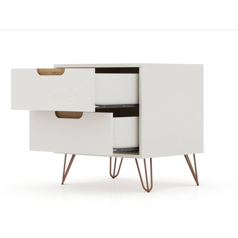 Manhattan Comfort Rockefeller 2-Drawer Nightstand (Set of 2)