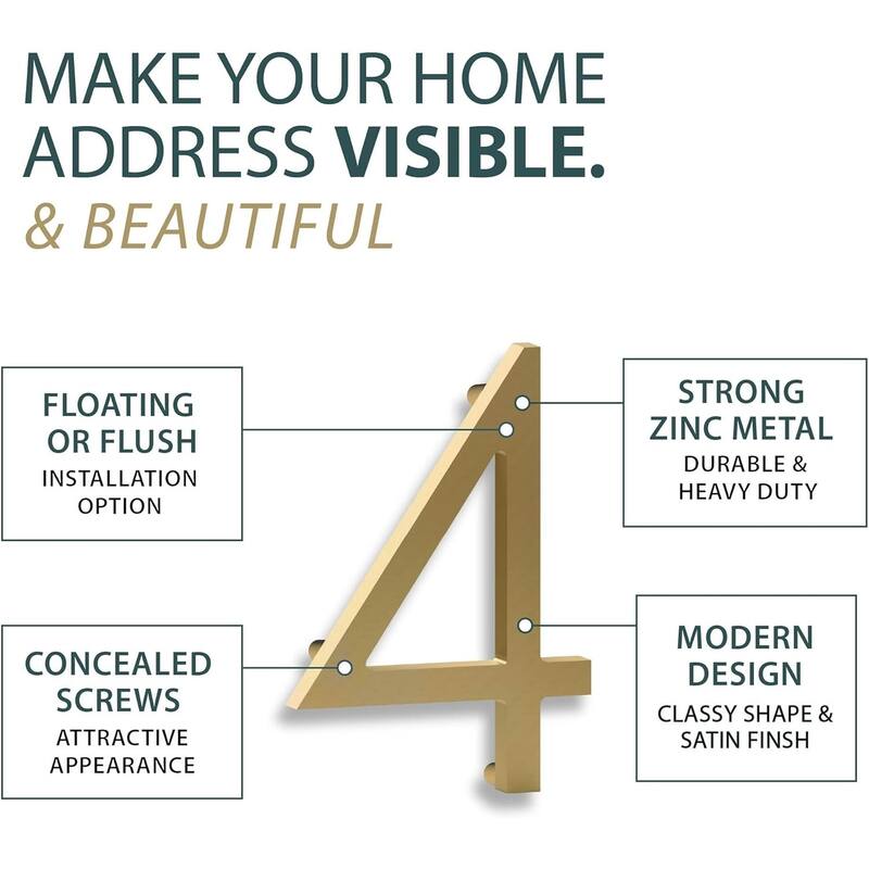 Mega Handles Modern Metal House Numbers | Heavy Duty Outdoor Address Digits | Easy to Install, Floating or Flush Mount Design