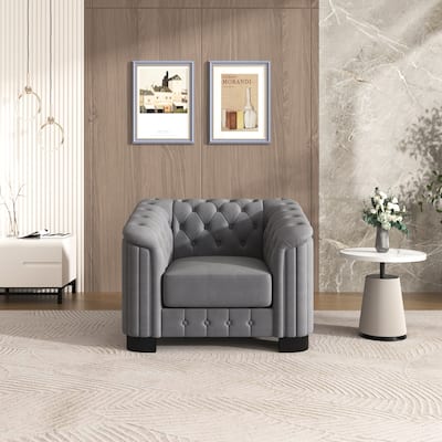 41.5" Velvet Upholstered Single Sofa Chair, Gray
