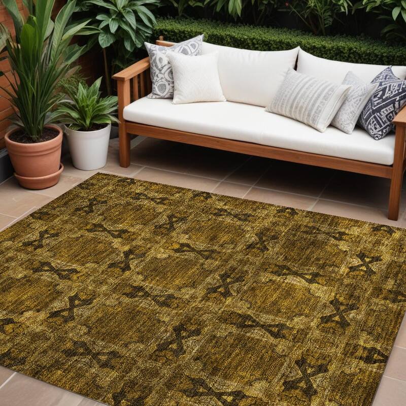 Lafi Botanic Elegance Weather Resistant Classic Meets Modern Outdoor Rug - 8' X 10' - Chocolate