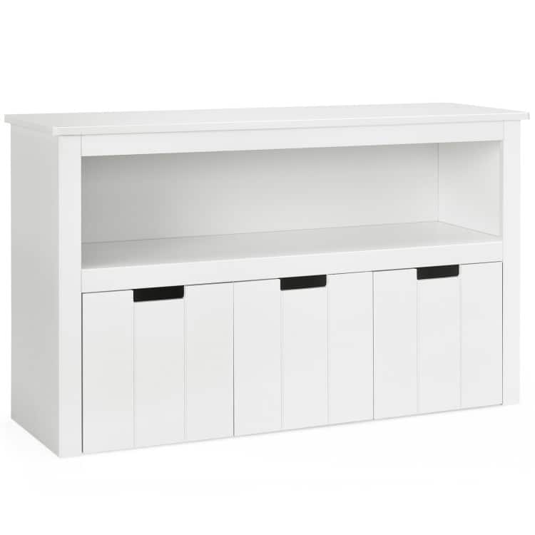 Kid Toy Storage Cabinet 3 Drawer Chest with Wheels Large Storage Cube Shelf - 40" x 13" x 24.5" (L x W x H) - White