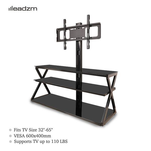 Modern 3Tier Tempered Glass Shelves TV Stand with Swivel Bracket Bed