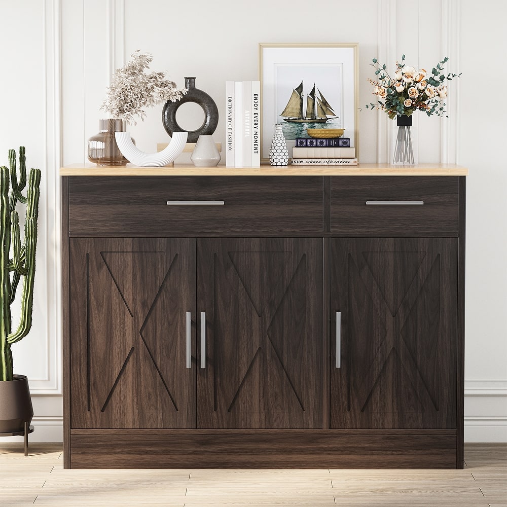 Farmhouse 3-Door Kitchen Sideboard Storage Cabinet