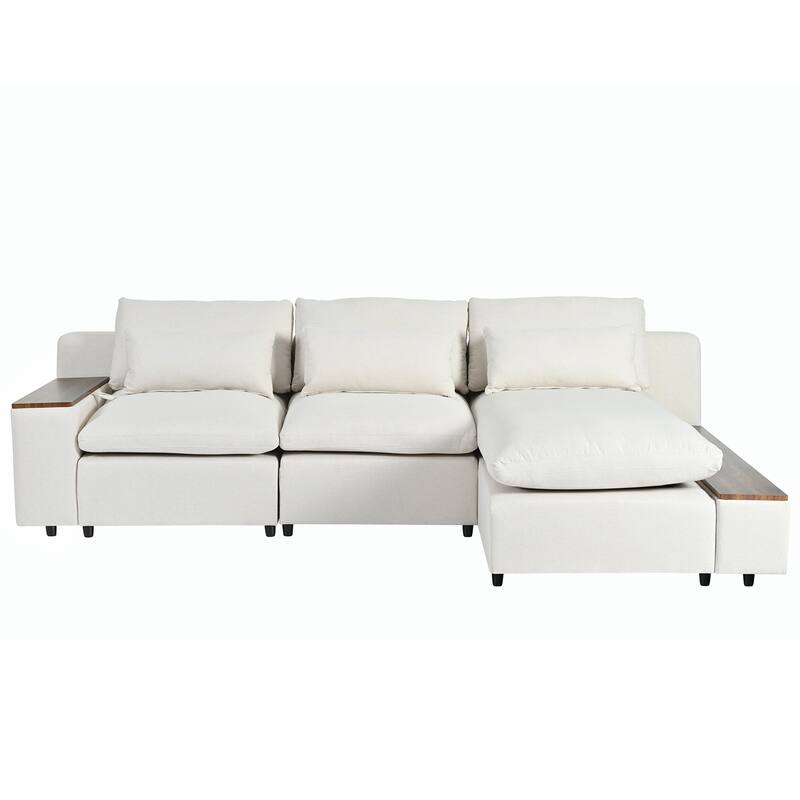 L-shaped Modular Sectional Sofa with Removable Back Cushions