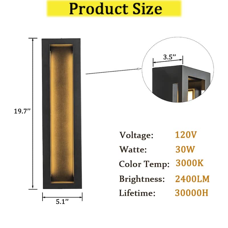 CraftHome Modern Outdoor Wall Light with Dusk to Dawn Sensor Linear Matte Black with Acrylic Shade for Porch Garage - W5''