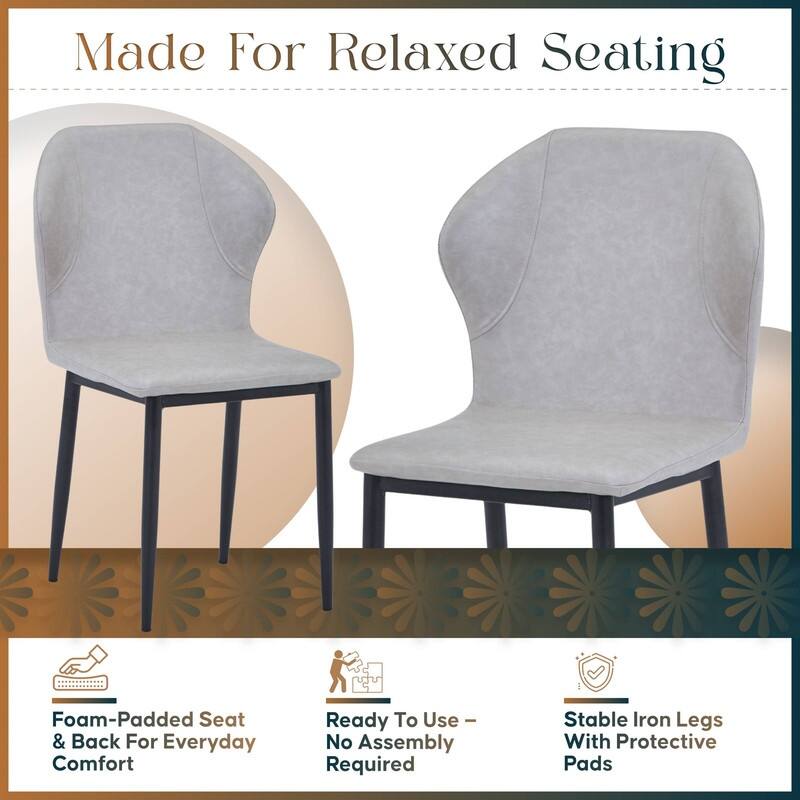 Mosaic Modern Upholstered Fabric Dining Chair with Metal Legs by LeisureMod