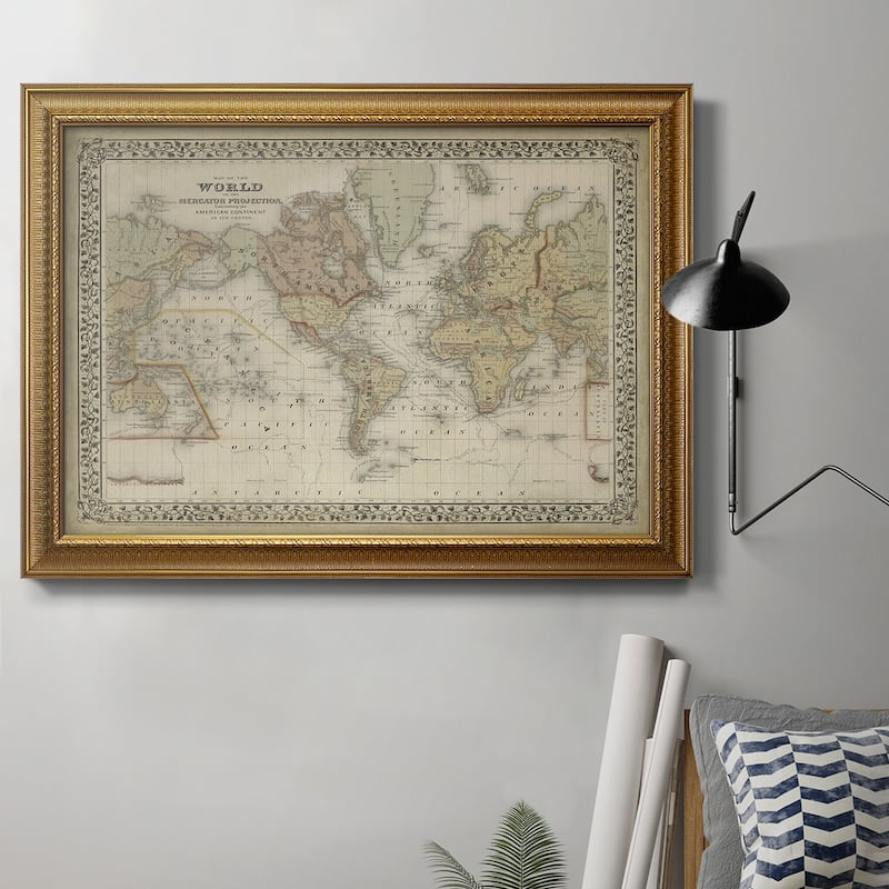 Mitchell's World Map Premium Framed Canvas- Ready to Hang