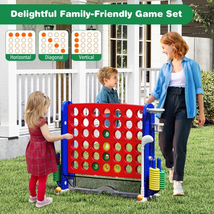 PE PP PVC 4-in-1 Jumbo Game Set with Adjustable Height and Cup Holders - 40.5" x 15.5" x 32.5"-38.5"